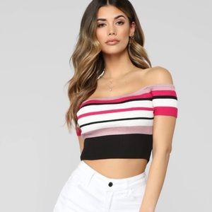 Fashion nova striped crop top NWT
